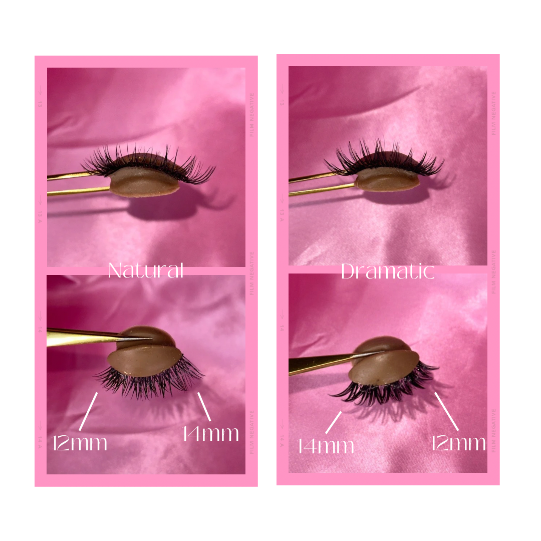 4 images of lash cluster results showing the how the clusters can be applied and the two different styles you can do