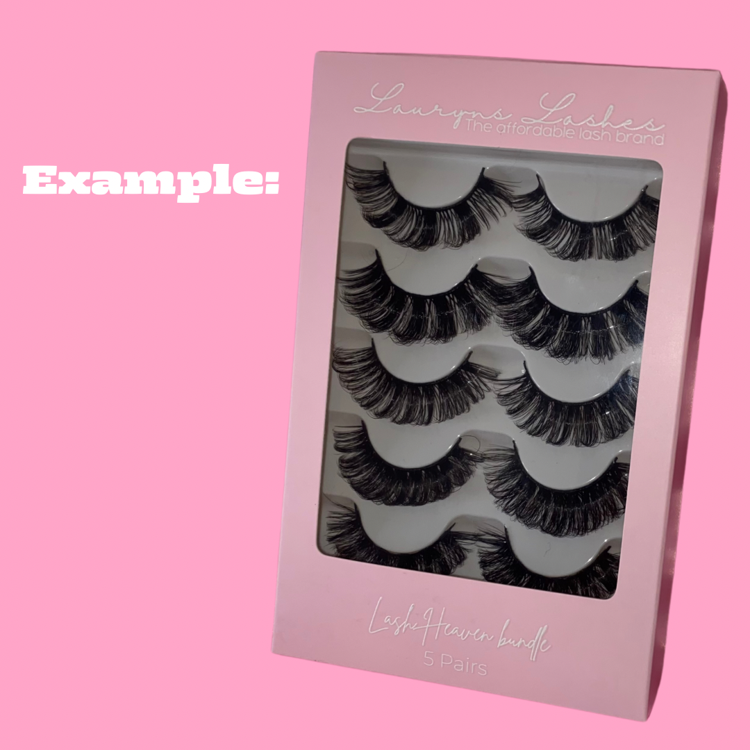 5 pair lash bundle with lash styles included as an example