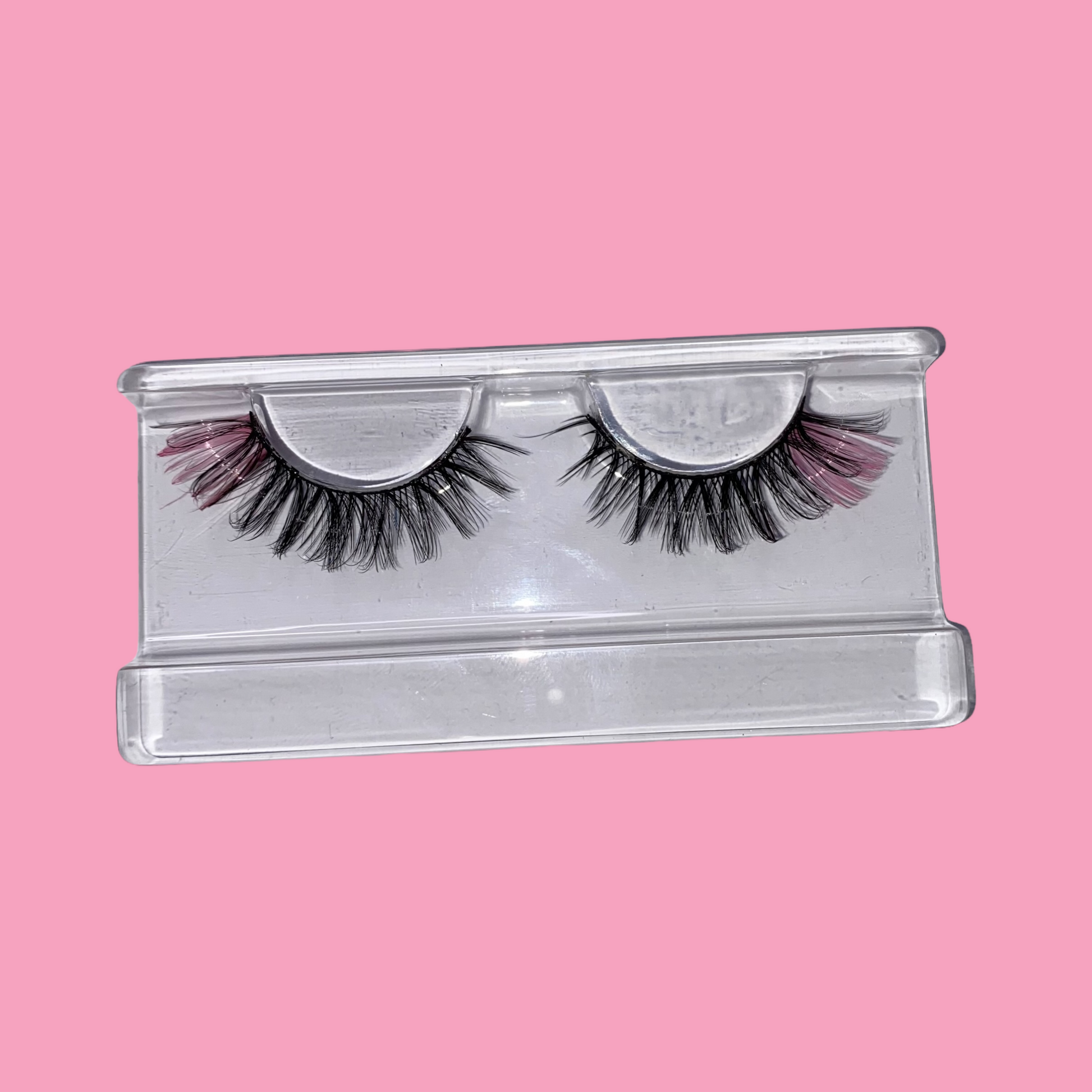 wispy cat eye strip lashes with pink ends