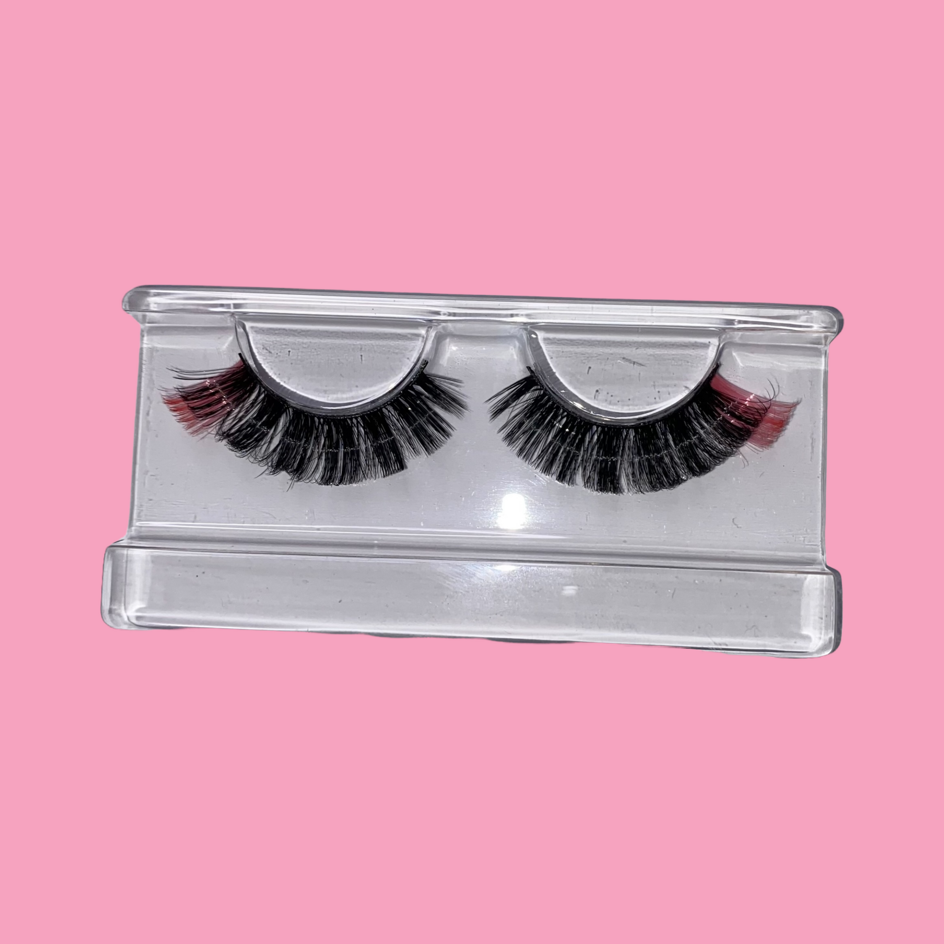 russian style strip lashes with hot pink at the ends