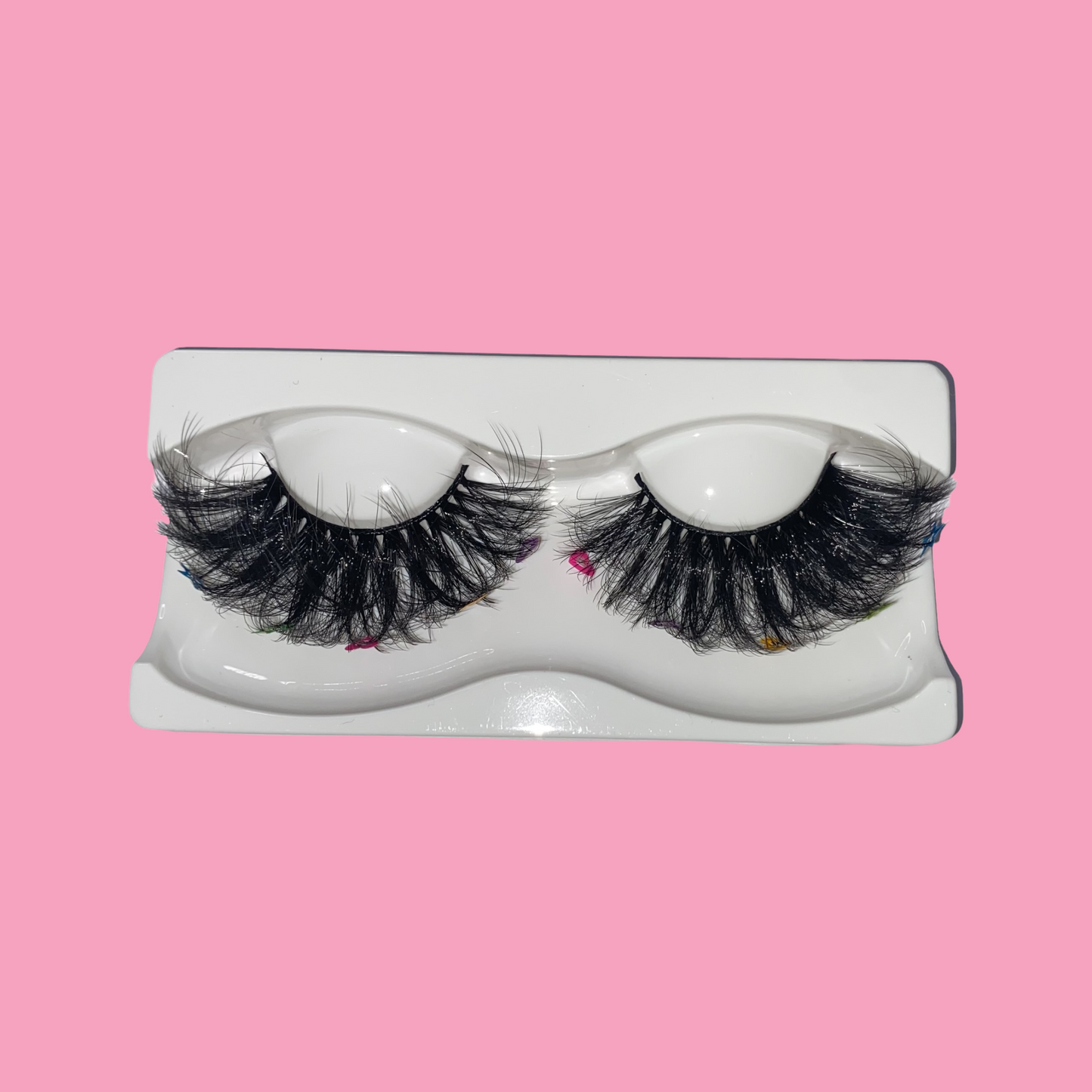 fluffy 25mm strip lashes with decals attached